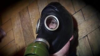 Busty blonde with a gas mask getting fucked